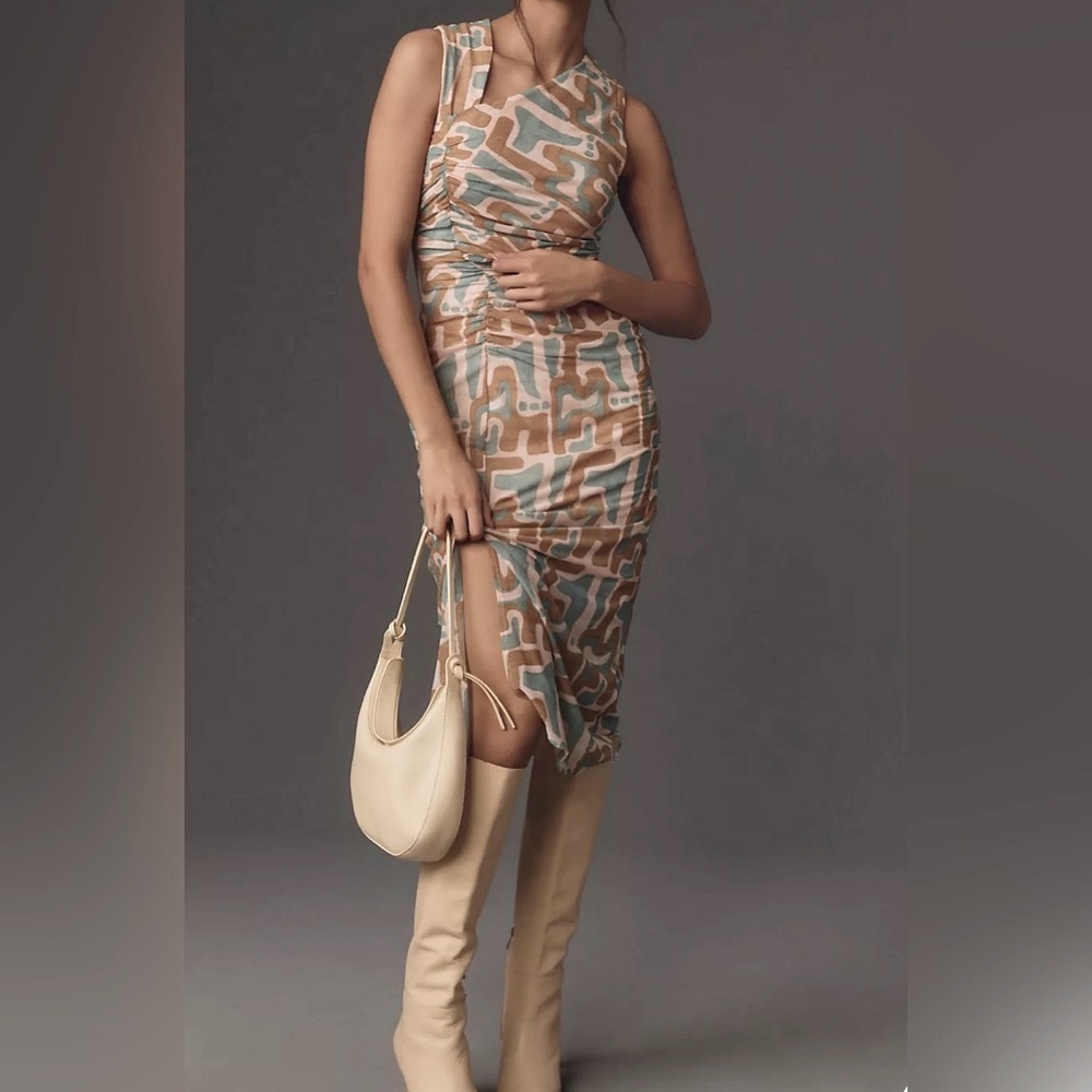Anthropologie Asymmetrical Collar Midi Dress size small